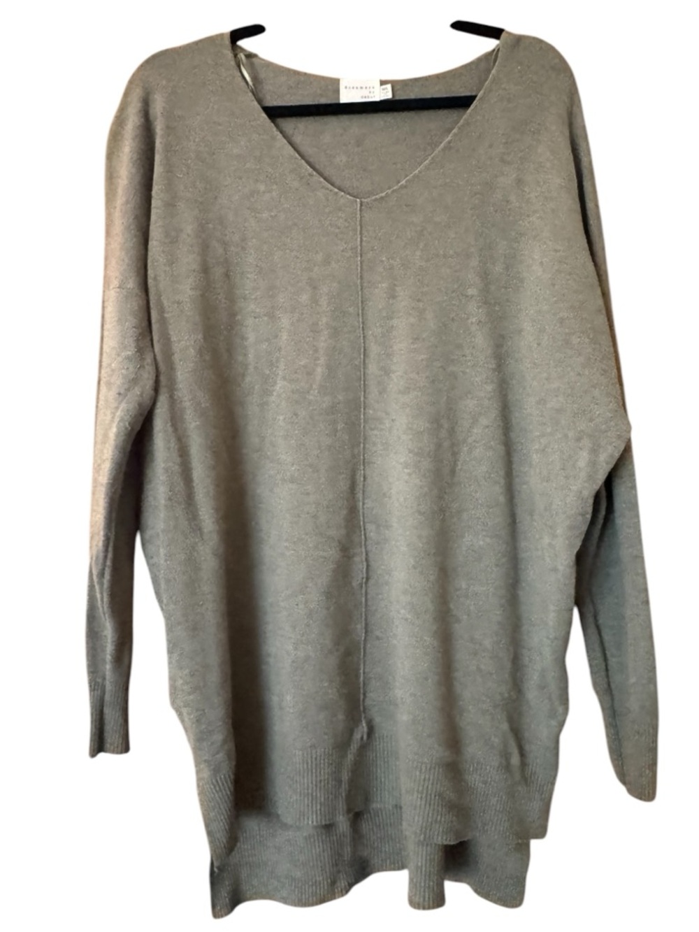 Dreamers Olive Green V-Neck Sweater Tunic | Oversized Lightweight Knit M/L